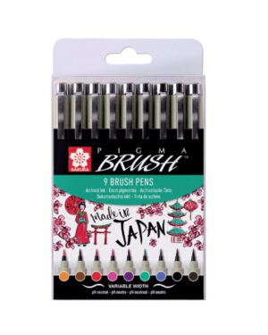 Vilttift met brushpen Bruynzeel Sakura Assorti Kleur set à 9 stuks. 791006; 2039982
