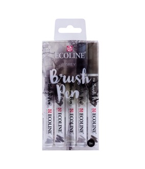 Brushpen Talens ecoline grijs set à 5 stuks assorti. 630816; 2077672