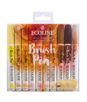 Brushpen Talens ecoline huid set à 10stuks assorti. 1000116; 2286181