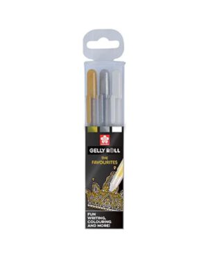 Gelschrijver Sakura Gelly Roll favourites set à 3 Goud-Zilver-Wit.  784141; 2209925
