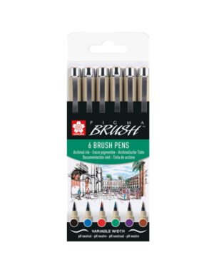 Brushpen Sakura pigma set à 6 stuks assorti kleur. 784145; 2209931