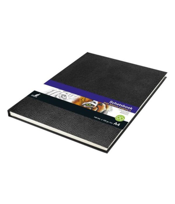 Schetsboek Kangaro A4 creme 120gr blanco papier, 140 blz Hard cover zwart. K-5321; 2426166