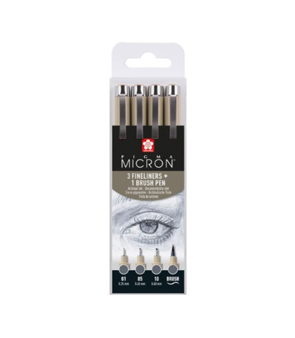 Fineliner Sakura Pigma Micron koelgrijs set 4 maten. 1404233;  2474174