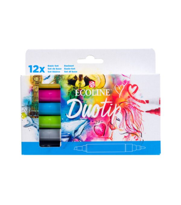 Duotip marker Ecoline basis set 12 kleuren. 1407218; 2491054