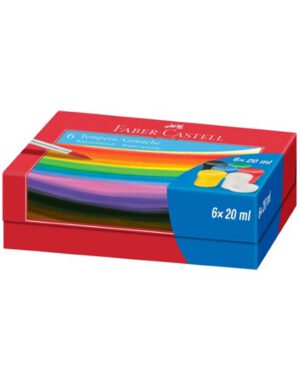 Verf Faber-Castell Tempera-Gouache 6 kleuren potjes á 20ml. FC-121040; 2496220