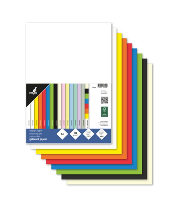 Papier Kangaro A4 120 grams 100 vel assorti. K-0043F415; 2424722