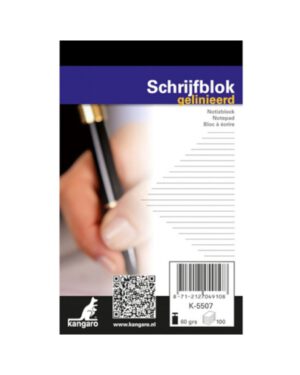Schrijfblok Kangaro A7 lijn 60 grams 100 blad. K-5507; 2426058