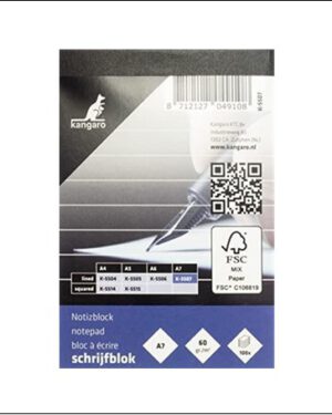 Schrijfblok Kangaro A7 lijn 60 grams 100 blad. K-5507; 2426058