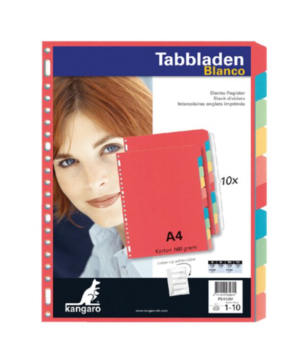 Tabbladen Kangaro 23-gaats 10-delig assorti karton. 270667; 2081737; PE410M