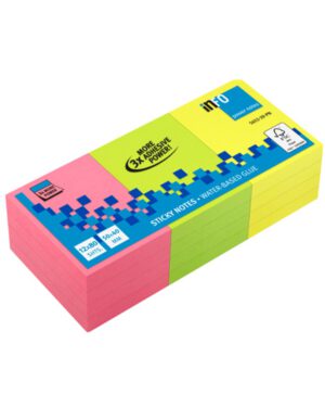 Info Notes 50x40mm assorti felle kleuren pak a 12 blok. In-5653-39; 2423615