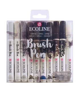 Brushpen Talens Ecoline set à 10 stuks grijs. 1000115; 2286180