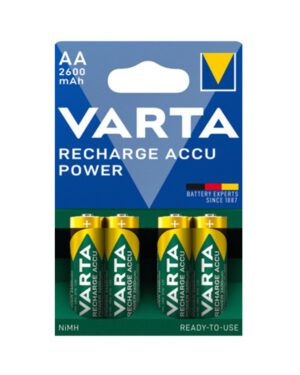 Batterij oplaadbaar Varta AA 2600mAh blister a 4 stuks.