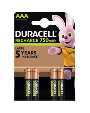Batterij oplaadbaar Duracell 4x AAA 750mAh Plus. 413798; 2084012