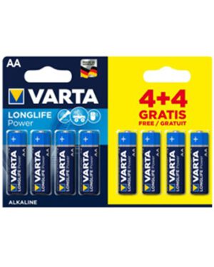 Batterij Varta AA 4+4 Alkaline Longlife Power. 390-2144; 1164243