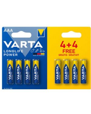 Batterij Varta AAA 4+4 Alkaline Longlife Power. 390-1214; 1164242